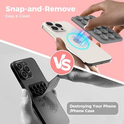AHASTYLE Silicone Suction Phone Case Stand for iPhone 16/15/14/13/12 Series, Magnetic Suction Cup Phone Mount for iPhone MagSafe Phone Case, Mirror Shower Phone Holder, for TikTok Videos and Selfies – Enhanced Compatibility and Speed