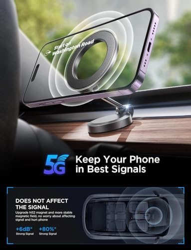 LISEN Gold Magnetic Phone Car Mount – Superior 20 Magnet Grip for i Phone 14 & All Smartphones, Durable Zinc Alloy Construction, Nano 3 M Adhesive for Secure Dashboard Attachment, Enhanced Multi-Adjustment Viewing, 1-Year Warranty for Ultimate Reliability – Elevate Your Driving with Style and Safety