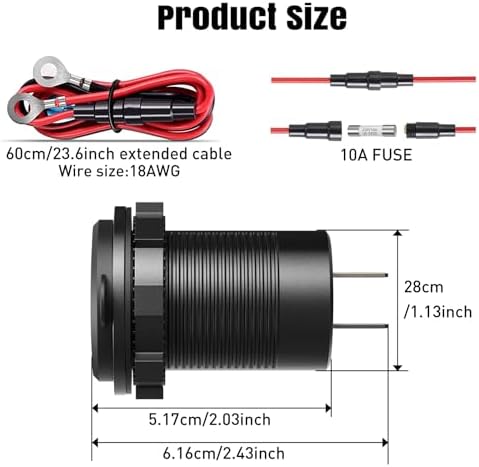 90 W Dual PD & Quick Charge 3.0 Qidoe USB C 12 V Car Charger Socket – 2 Pack for RVs, Boats, Trucks & Motorcycles – Waterproof 4-Port Design with Power Switch for Fast, Efficient Charging on the Go