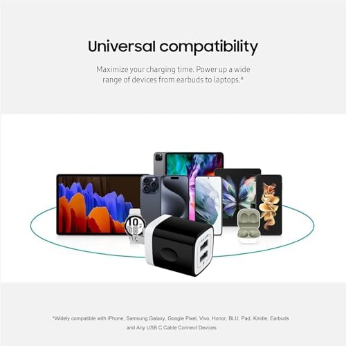 AILKIN Dual Port USB Wall Charger 2-Pack – 2.1 A Fast Charging Adapter for i Phone 15/14/13/12/11 Pro, Samsung Galaxy S23/S22/S21 – Compact Power Block with Quick Charge Technology – Universal Compatibility & Safety Features for Home and Travel