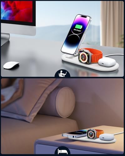 Ultimate 3-in-1 Magnetic Charging Station for Apple Devices – Fast, Foldable Dock for i Phone 12-16, Apple Watch, and Air Pods (Black) – Streamline Your Charging Experience with Enhanced Speed and Safety Features