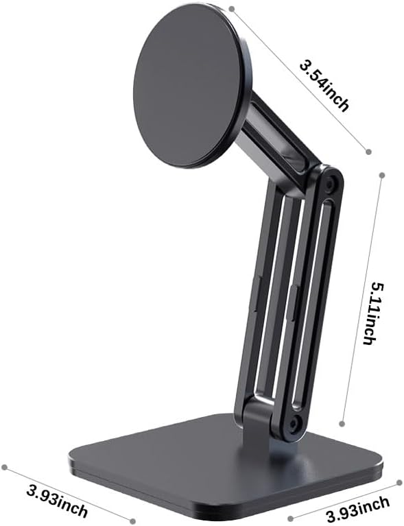 Magnetic Phone Stand for Desk, Heightened Adjustable Foldable, Compatible with iPhone 16/15/14/13/12 All Series/Mag-Safe Case (Silver) – Enhanced Compatibility and Speed