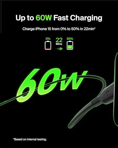 Belkin Boost Charge USB-C to USB-C Fast Charging Cable – 1 M (3.3 ft) Durable Power Cable for i Phone 16, Galaxy S25, Nintendo Switch 2 & More – Sleek Black Design for Quick Connectivity and Everyday Portability