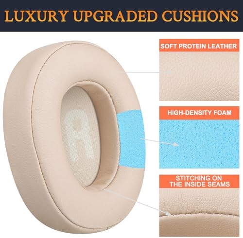 Premium SOULWIT Replacement Earpads for JBL Tune 700 Series – Soft Protein Leather & High-Density Foam Cushions in Sand Dune – Elevate Comfort & Sound Isolation for Wireless Over-Ear Headphones – Effortless Installation & Enhanced Durability