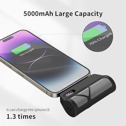 Sleek 5000 m Ah Portable Power Bank – Dual Port Fast Charging for Type-C & Apple Devices with Integrated Cables, Perfect Travel Companion for On-the-Go Charging – Lightweight Design for Effortless Mobility and Maximum Convenience