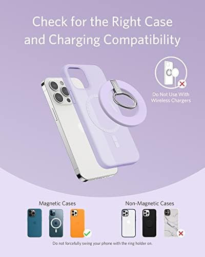 Anker Mag Go 610 Magnetic Phone Grip & Adjustable Kickstand – Versatile Ring Holder for i Phone 16/15/14/13/12 Series – Ultra-Strong Magnetic Grip for On-the-Go Use and Hands-Free Viewing – 360° Rotation & 125° Flip for Optimal Comfort – Effortless Attach/Detach Design – Includes 24-Month Warranty & Support