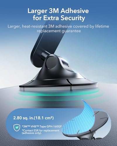 Upgrade Your Driving Experience: ESR Magnetic Dashboard Mount for Mag Safe i Phone 16/15/14/13/12 & S25 – 360° Rotatable Holder with Strong Magnets & Enhanced Stability Rings for Secure Hands-Free Navigation