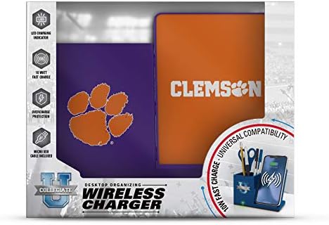 NCAA Unisex Fast Wireless Charging Stand & Desk Organizer – Stylish Multi-Device Charger for Sports Enthusiasts, Efficient Workspace Solution with Built-in Accessory Compartments