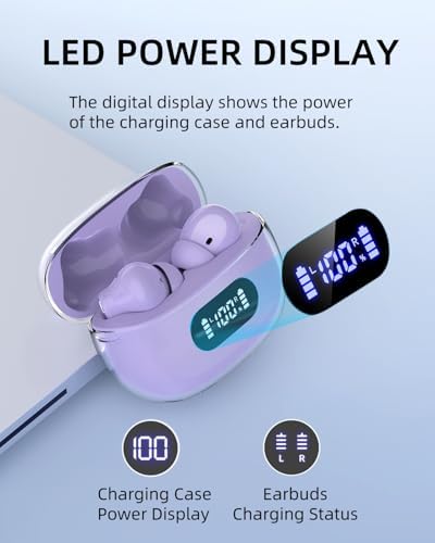 Elevate Your Audio Journey with Purple P1 PRO Wireless Earbuds – Cutting-Edge Bluetooth Technology, Exceptional Call Clarity, IPX7 Waterproof Design, and an Outstanding 30-Hour Battery Life – Perfectly Crafted for Active Lifestyles and Ultimate Comfort