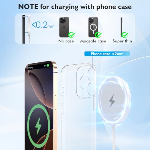 Enhanced 6 FT Magnetic Wireless Charger for i Phone 16 Series – MFi Certified Fast Charging Pad with 20 W USB-C Power Adapter – Superior Magnetic Alignment for Effortless Charging – Overcurrent & Overheat Protection – Compatible with i Phone 16 Pro, 15 Series, 14, 13, 12, 11, and Air Pods – Compact Design for Travel Convenience – Enjoy Rapid, Safe Charging Anywhere