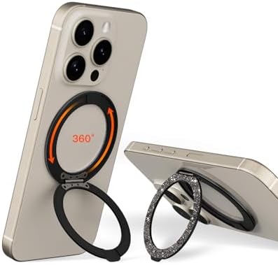 Advanced COOLQO 2-Pack 360° Rotating Phone Grip Ring Stand – Premium Magnetic Holders for Stress Relief & Enhanced Smartphone Stability – Universal Fit for All Devices – Elegant Silver Design for Car & Desk Use