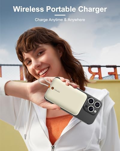 Asper X Mag Safe 10,000 m Ah Portable Power Bank – Dual Charging Solutions with 15 W/22.5 W Fast Charging, Smart LED Power Display, Built-in USB-C Cable & Compact Design for i Phone 16/15/14/13/12 & Galaxy S25 – Ultimate Travel Companion for Efficient Power Management