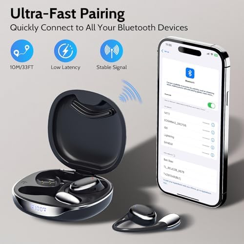 Open Ear Wireless Sport Headphones with Bluetooth 5.3 – IP55 Waterproof Earbuds Featuring LED Display and Touch Controls for Active Fitness – Ultimate Awareness and Comfort for Running, Cycling, and Gym Workouts