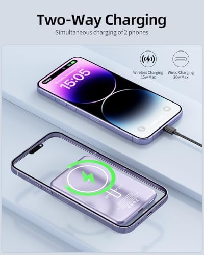 Magnetic Wireless Power Bank 5000 m Ah for i Phone 16 Series – Ultra-Slim Portable Charger with 15 W Fast Charging, PD 20 W USB-C Output, and Strong Adhesion for On-the-Go Convenience – Premium Aluminum Design with Intelligent Safety Features for Seamless Charging Experience