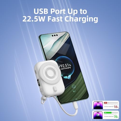 Magnetic Power Bank 10000 m Ah for i Phone – Fast Charging Wireless Charger with LED Display & Type-C Cable – 22.5 W PD Compatible Battery Pack for i Phone 16/15/14/13/12 Series – Sleek, Portable Design for Effortless On-the-Go Charging