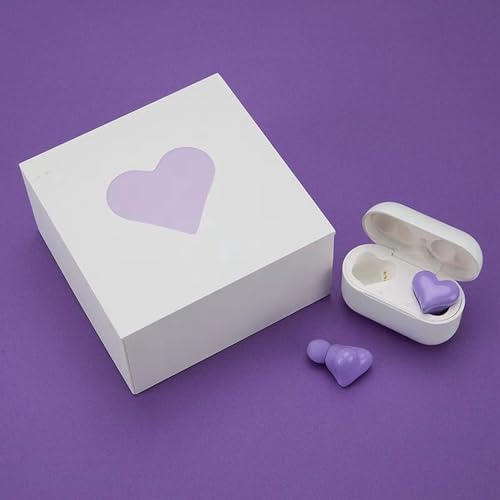 Heart-Shaped Bluetooth 5.3 Earbuds for Couples – Stylish Purple Wireless Earphones with Exceptional Hi-Fi Stereo Sound, Advanced Noise-Canceling Technology, and Portable Charging Case for Active Lifestyles and Romantic Escapes