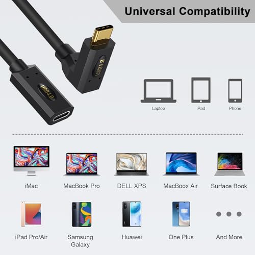 High-Performance Poyiccot 1 ft Short USB C to USB C Cable – 240 W Rapid Charging & 40 Gbps Thunderbolt 4 Data Transfer – Right Angle Design for Enhanced Space Efficiency & 8 K@60 Hz Video Compatibility – Ideal for i Phone, Mac Book, and Surface Pro Users