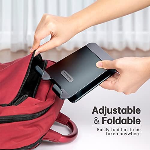 TOPGO Adjustable Cell Phone Stand, [Fully Foldable & Wide Compatibility] Desktop Stand Holder with Charging Port for iPhone, iPad, Kindle, Tablets, Switch – Silver – Enhanced Compatibility and Speed