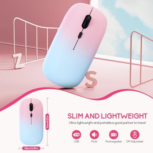 Seamless Productivity with 3 Pack Rosy Glow Red Wireless Bluetooth Mouse – Rechargeable, Silent, and Slim Dual Mode Mice for Laptop, Desktop, i Pad, and Mac – Perfect for On-the-Go Professionals and Students