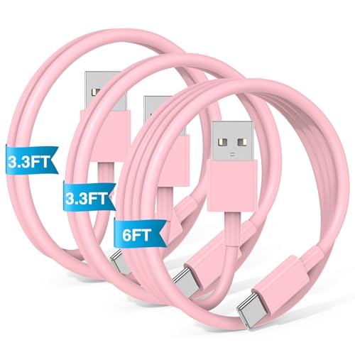 6 FT USB A to USB C Carplay Charging Cable – 3-Pack for i Phone 15/16, i Pad Pro/Air/Mini, Samsung Galaxy S25/S24/S23, and Mac Book – Fast Charging & High-Speed Data Transfer for Enhanced Compatibility on the Go