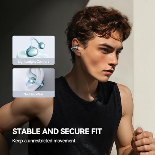 Revolutionize Your Audio Experience with 1 MORE S20 Open Ear Bluetooth 5.4 Wireless Earbuds – Lightweight Clip-On Design, 30-Hour Playtime, Four ENC Microphones for Crystal-Clear Sound, IPX5 Water-Resistant Durability, Perfectly Secure Fit for Active Lifestyles, Your Ultimate Sports Companion in Stylish Black