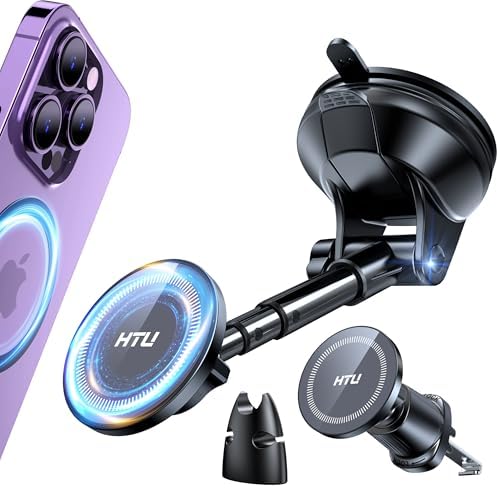 2025 Enhanced Mag Safe Car Phone Mount – 80 LBS Ultimate Suction Power & Military-Grade Strength for i Phone 16, 15, 14 Pro Max & Mini – 360° Rotatable Magnetic Holder for Secure Dashboard & Windshield Use – Effortless Navigation & Hands-Free Communication