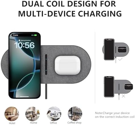 40 W Dual Fast Wireless Charging Pad – Efficient 20 W Charging for i Phone 16-11, Air Pods & Samsung Galaxy – Sleek Design for Home & Office Use – Versatile Charging Station with Enhanced Compatibility and Speed