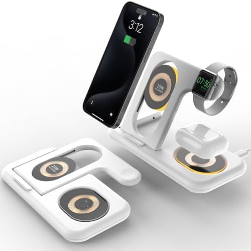Innovative 3-in-1 Wireless Charging Station with Adjustable Night Light – Fast Charge Your i Phone 16-12, Samsung Galaxy S24-22, Apple Watch, and Air Pods Simultaneously – Sleek Foldable Design for Enhanced Space Efficiency and User-Friendly Operation – Durable ABS Construction with Tempered Glass Panel for Scratch Resistance and Efficient Heat Dissipation – Perfect for Nighttime Use with Soft LED Lighting – Ideal for Home or Office Setup – Compatible with Most Wireless Charging Devices – Elevate Your Charging Experience with One Convenient Solution