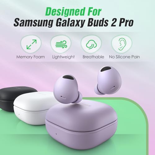 Transform Your Listening Journey with Premium Memory Foam Ear Tips for Samsung Galaxy Buds 2 Pro – Ergonomic Anti-Slip Design, Optimal Noise Isolation, and Perfect Compatibility for Seamless Charging – Available in 3 Sizes (S/M/L, Black) – Discover Unmatched Comfort and Enhanced Sound Quality for Extended Use