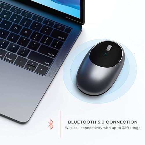 Satechi M1 Wireless Bluetooth Mouse – USB-C Rechargeable, Sleek Compact Design for Mac & Windows, Ultimate Portability for i Phone, i Pad Pro, Mac Book & More – Stylish Silver Finish for Effortless Connectivity and Comfort