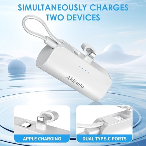 Mini Power Bank for i Phone: 5000 m Ah Fast Charging Portable Charger with Dual Interface for i Phone 15/14/13/12/11/X/8/7/6 – Sleek, Lightweight Battery Pack for On-the-Go Convenience and Enhanced Compatibility