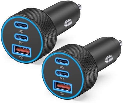 High-Power USB C Car Charger – 67 W Dual USB-C & USB-A Fast Charging Adapter, 3-Port Design for i Phone 16, Samsung S25, Pixel & Tablets – Essential Automotive Charging Accessory for On-the-Go Power and Safety