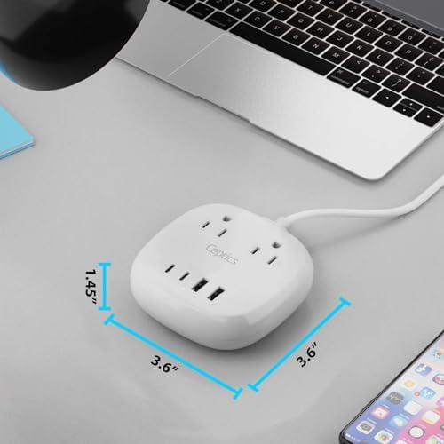 Compact 65 W USB Power Strip with Surge Protection – Dual USB & USB-C Fast Charging Hub for Home, Office, and Travel – Smart Voltage Technology for Optimal Device Compatibility and Safety
