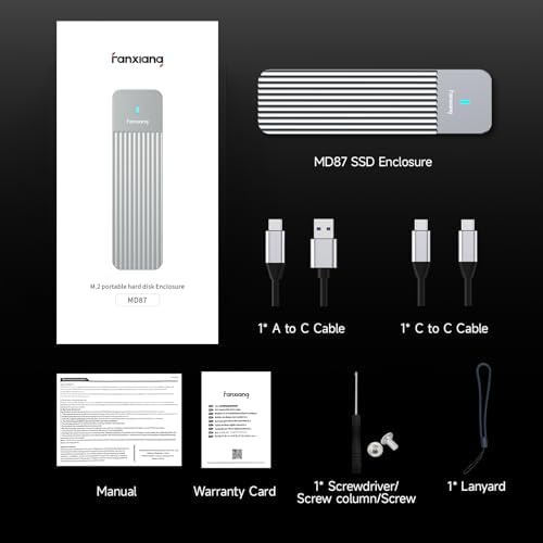 Ultra-Fast 10 Gbps USB 3.2 Gen 2 SSD Enclosure for M.2 NVME/SATA Drives – Versatile External Adapter for 2230/2242/2260/2280 SSDs, MD87 Model with Enhanced Durability & Easy Setup – Perfect for Tech Enthusiasts & Professionals Seeking High-Speed Data Transfer Solutions