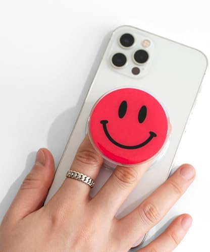 Magsafe Compatible Mobile Phone Grip Stand Holder Cute Smile Face Shape Expandible Collapsible for Kindle Smartphone Tablet Cell Phone Accessory (Baby Pink) – Enhanced Compatibility and Speed