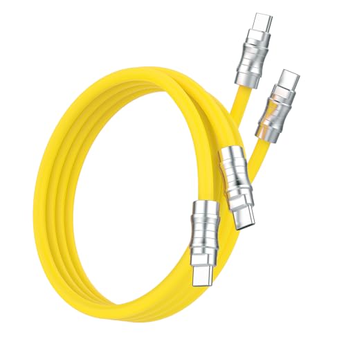 USB C to USB C Silicone Cable 2Pack 10FT, Ultra Flexible & Soft USB Type C 100W Fast Charging Cable, Geek Industrial PD Data Transfer Cable for Phones,Tablet,Laptops(Yellow) – Enhanced Compatibility and Speed