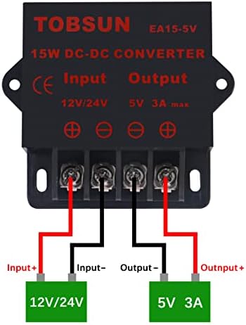 2-Pack 5 A DC-DC Power Converter Module – High-Efficiency Step-Down Regulator to 5 V from 12 V/24 V for Seamless Electronic Integration, 25 W Output for LED Strips and Microcontrollers