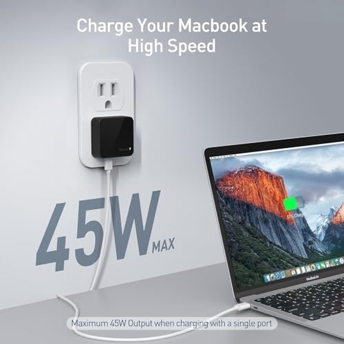 Nekmit 47 W Dual Port USB C Wall Charger – Compact Fast Charging Block for i Phone 15, Galaxy, Mac Book Air & More – PPS Technology for Optimal Device Compatibility and Speed – Sleek White Design for Home or Travel