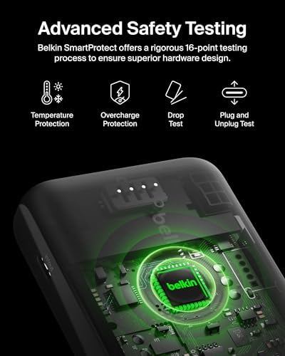 Belkin Wireless Power Bank 5000 m Ah with Mag Safe Compatibility – Portable Charger for i Phone 16 Series, i Phone 15, and Air Pods – 7.5 W Fast Charging with Built-in Kickstand for Hands-Free Use – Lightweight White Design for On-the-Go Charging Solutions