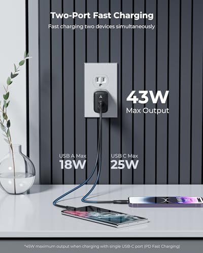 VOLTME 45 W Ga N PPS Fast Charger – Dual Port USB-C & USB-A, Ultra Compact & Foldable Design for i Phone 14/15/16 & Galaxy S22/S23/S24 – High-Speed Charging with Advanced Safety Features for Laptops, Tablets, and More – Ultimate Travel Companion for Modern Devices