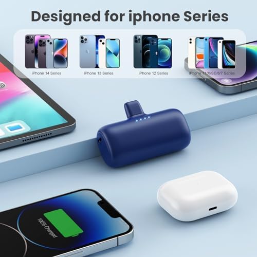 Ultra-Compact 2-Pack i Phone Power Bank – 5200 m Ah PD Fast Charging Mini Portable Charger for Travel – Cordless, Lightweight Battery Pack Compatible with i Phone 14/14 Pro/13/12/11/X/8/7/6 Plus – Essential Charging Solution for On-the-Go Lifestyles