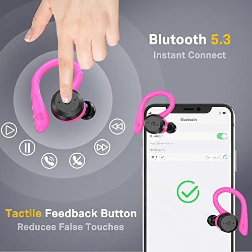 APEKX True Wireless Bluetooth Earbuds with IPX7 Waterproof Protection – Sports-Ready In-Ear Headphones with Superior Stereo Sound and Built-in Microphone for Active Lifestyles – Compact Charging Case for Extended Use and Universal Device Compatibility