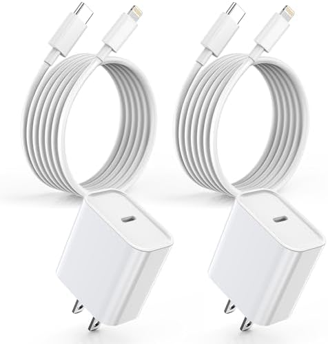 Rapid Charge Duo: 6 FT USB-C Lightning Cable & Dual Wall Charger for i Phone 14/14 Plus/13/12/11 Pro Max – Ultimate Fast Charging Solution for Apple Devices, i Pad & Air Pods – Compact & Durable Design for On-the-Go Power