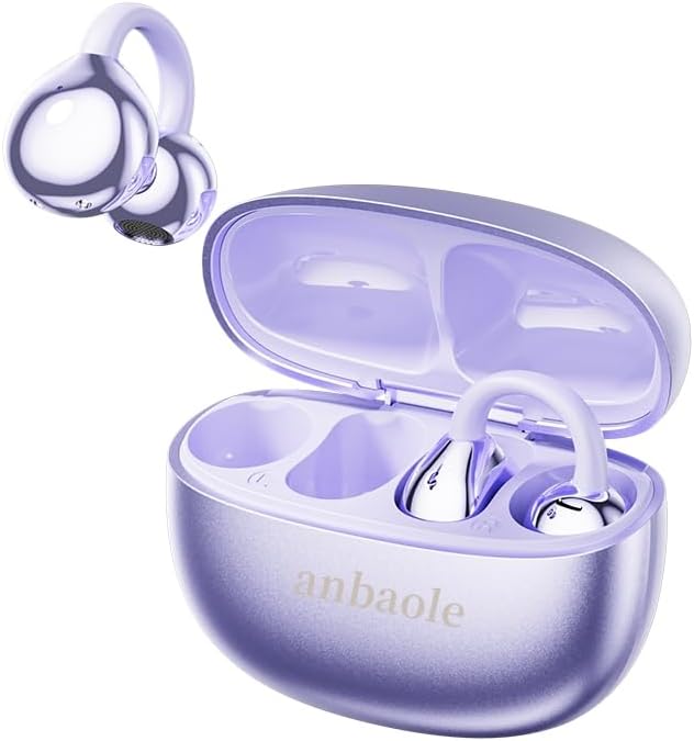 Revolutionize Your Listening Experience with Advanced Open-Ear Bluetooth 5.4 Wireless Earbuds Featuring Bone Conduction Technology – Immerse Yourself in Hi-Fi Sound and Enjoy Environmental Noise Cancellation for Crystal Clear Audio – IPX5 Waterproof Rating Perfect for Active Lifestyles – Eye-Catching Purple Design Tailored for i OS & Android Compatibility – Ideal for Fitness, Daily Commuting, and Outdoor Exploration