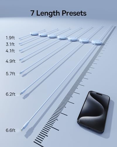 Baseus 100 W Retractable USB-C to USB-C Charging Cable – Versatile 6.6 ft Length with 7 Adjustable Stages for High-Speed Charging of i Phone 16/15 Pro Plus, Mac Book, i Pad Pro, Samsung S24/S23+ – Durable, Tangle-Free Solution for Home and Travel Charging Needs