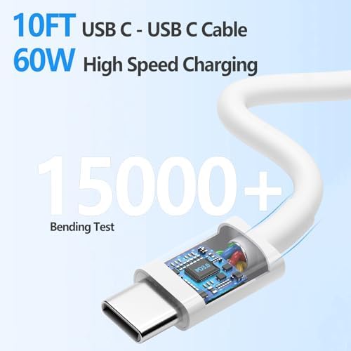 36 W Ga N Dual Port USB C Fast Charger with Two 6 FT Cables for i Phone 15 & i Pad Pro – Rapid Power Delivery for Dual Device Charging – Compact, Travel-Friendly Design – Maximize Your Charging Efficiency Anytime, Anywhere
