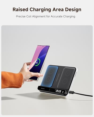 Dual Wireless Charging Station for Samsung Galaxy Devices – Fast, Efficient Charger for Galaxy Watch 8/7/6/5/4/3 and S Series Phones (S25 Ultra/S24/S23/S22/S21/Z Flip 7/Z Fold 7) – Compact Design with Safety Features for Tangle-Free Power Solutions