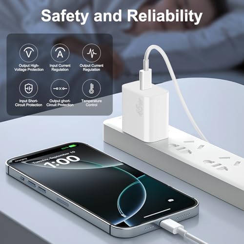 Ultimate 45 W i Phone 16 Fast Charger with 10 FT USB C Cable – Supreme Compatibility for i Phone 16/16 Pro/16 Pro Max/16 Plus & 15/15 Pro/15 Pro Max – Compact Design for Home, Office & Travel – Rapid Power Boosting for Uninterrupted Connectivity – Durable & Reliable Charging Solution with Safety Features