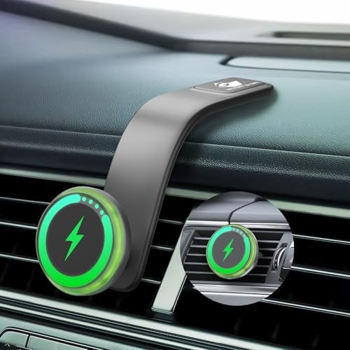 15 W Magnetic Car Mount Charger with 360° Adjustable Arm – Versatile Mag Safe Phone Holder for Dashboard, Windscreen & Vent Installation – Quick Power-Up for Enhanced Compatibility & Hands-Free Navigation