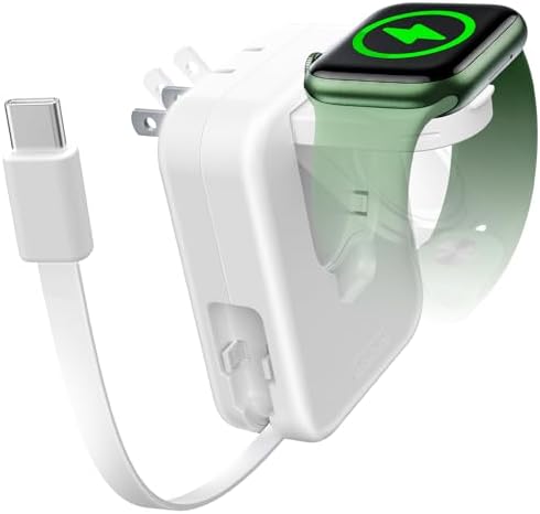 Compact 2-in-1 Fast Charging Wall Adapter with Retractable Cable for i Phone & Apple Watch – Ultimate Travel Charger for Busy Professionals Seeking Efficient Power Solutions and Enhanced Compatibility